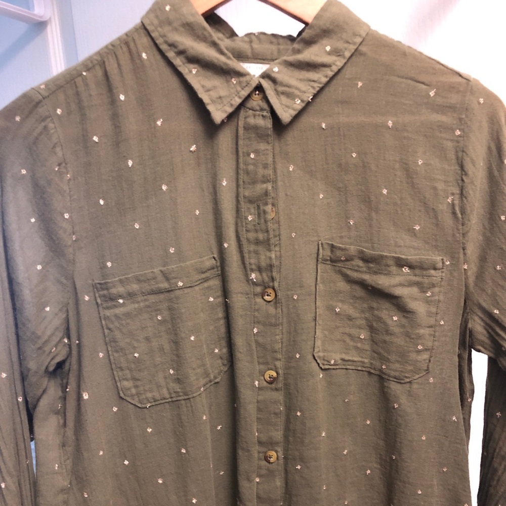 Lucky Brand Olive Green Collared Shirt
